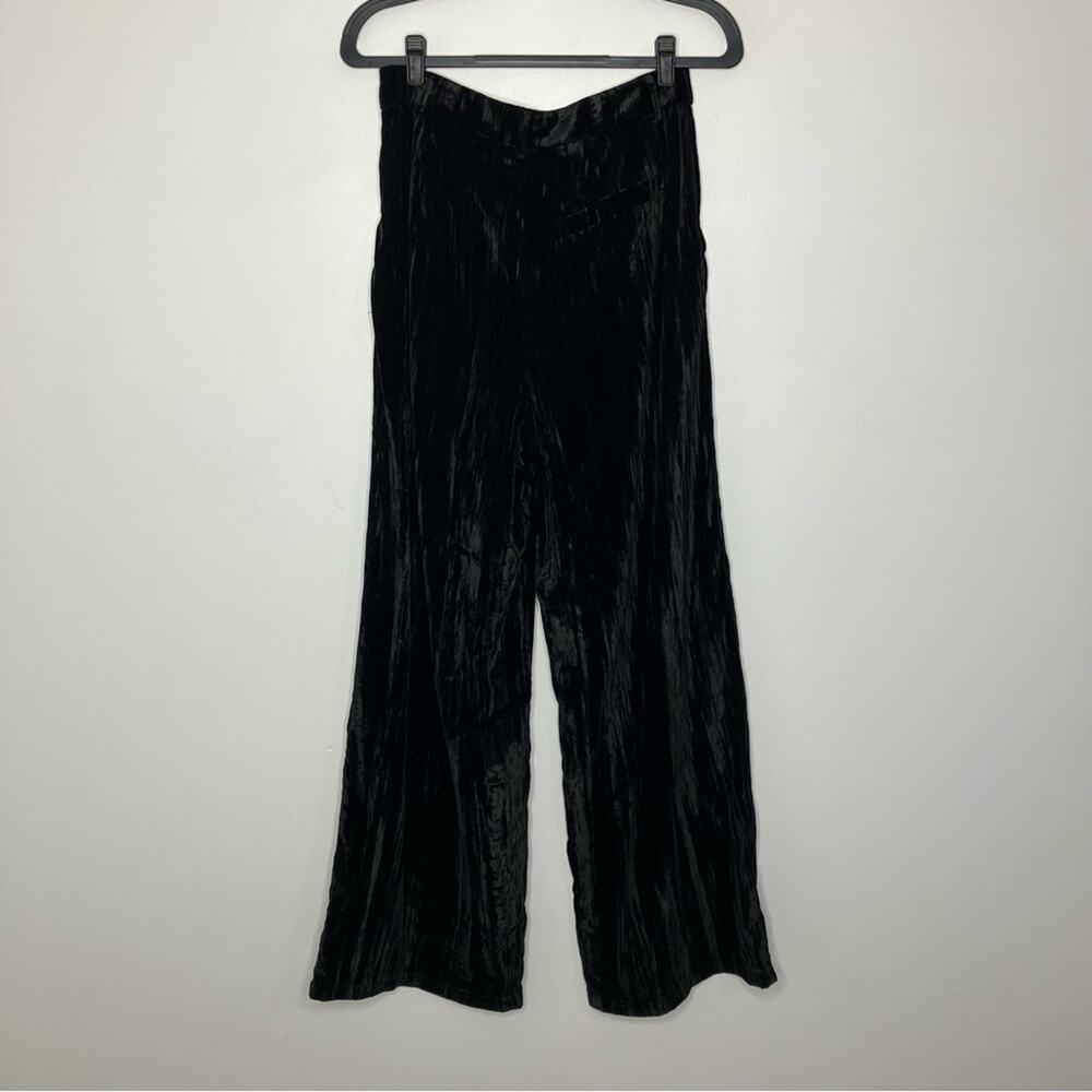 NWT NASTY GAL Premium Velvet Wide Leg Pants Black 8 - Picture 2 of 5